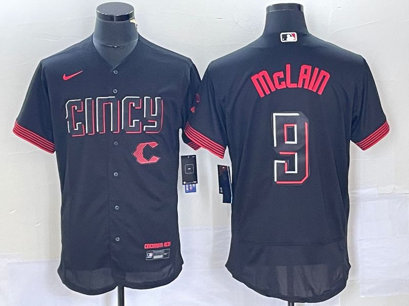 Men Cincinnati Reds #9 Mclain Nike Black 2023 City Connect Replica Player Elite MLB Jersey2->cincinnati reds->MLB Jersey